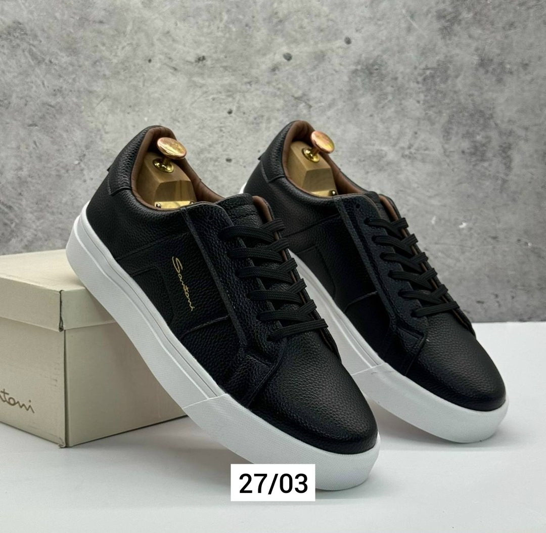 кеды мужские кожаные santoni черные premium,мужские кеды santoni,мужские кеды,,кеды santoni