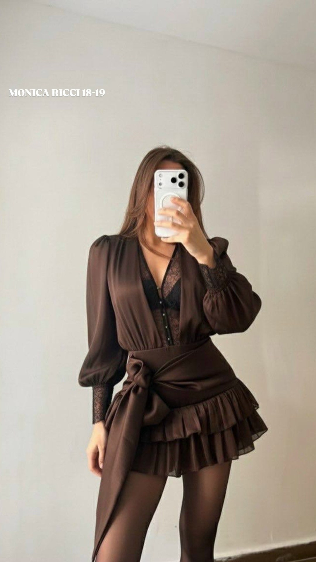 платье,коричневое платье,женское платье,платье с воланами,платье с узлом с рукавами-воланами с оборками shein