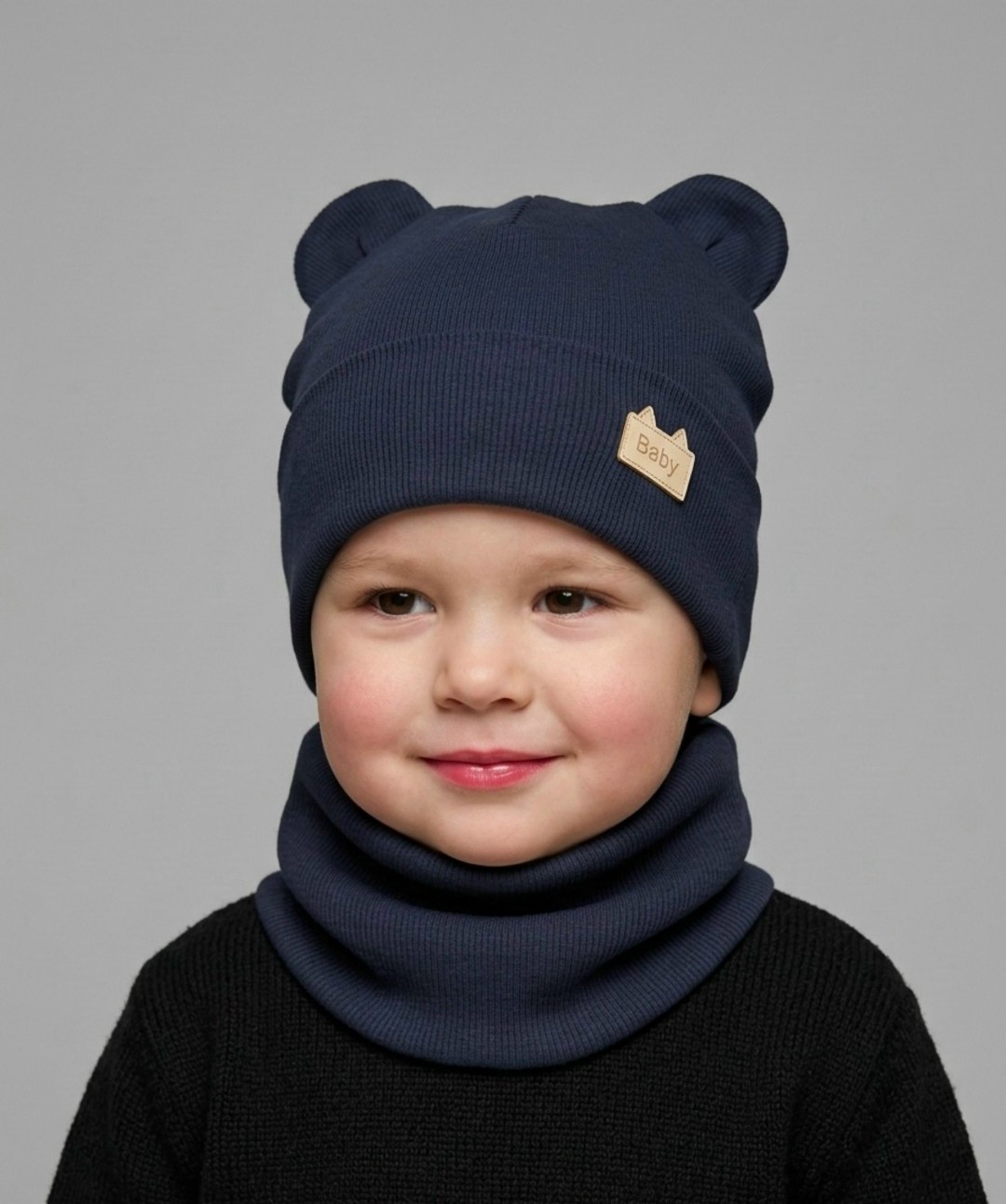 шапка с ушками трикотажная и снуд для детей,комплект шапка снуд,шапка снуд для мальчика,шапка и снуд,снуд для мальчика