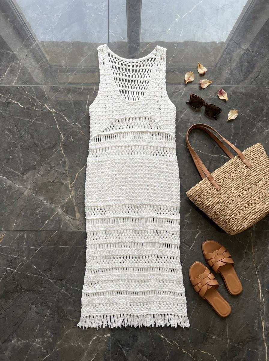 вязаное пляжное платье,пляжное платье с крючком,платье вязаное крючком,вязаное длинное платье,белое вязаное платье