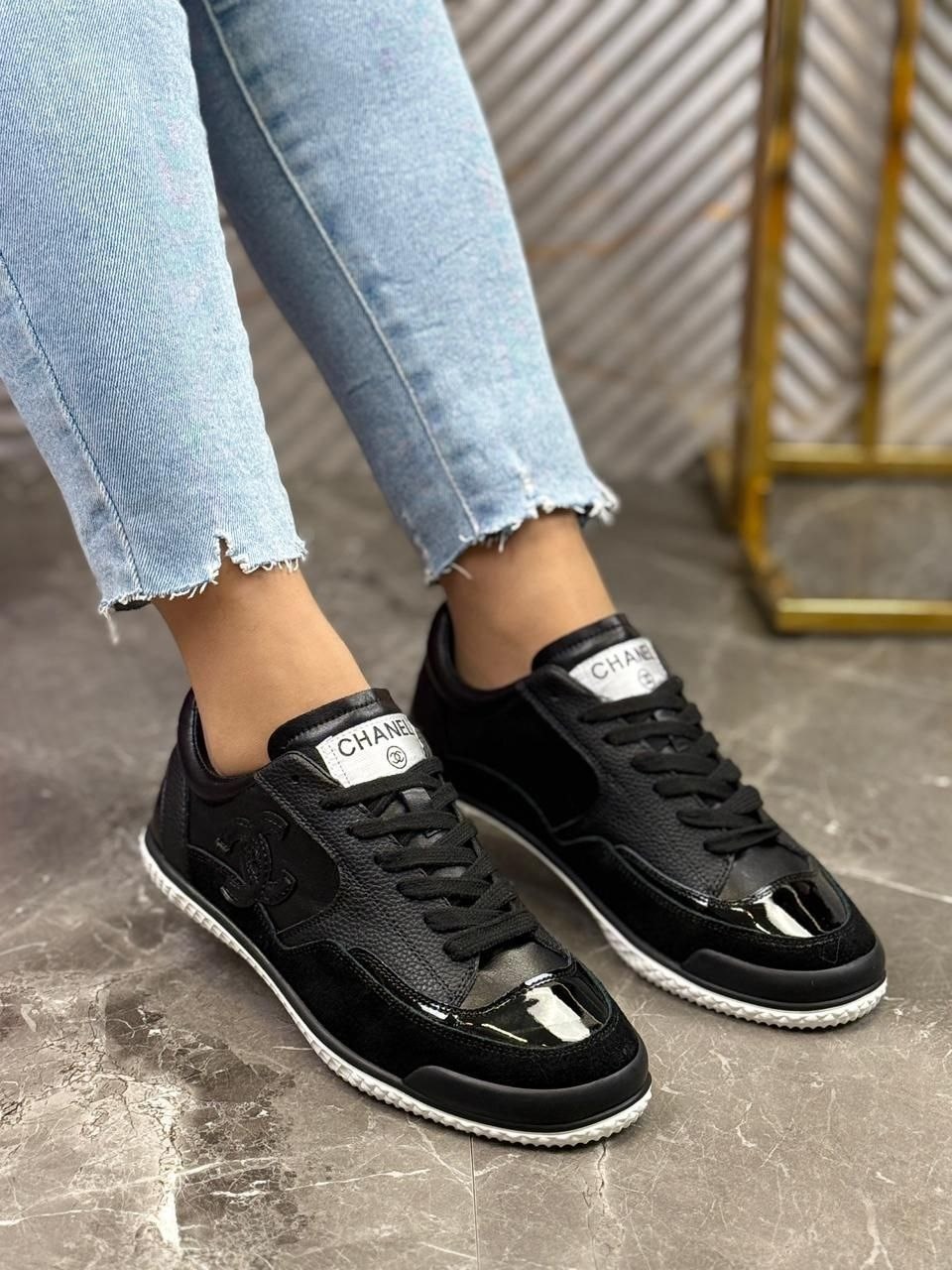 chanel кроссовки,женские кроссовки chanel,женские брендовые кожаные кроссовки chanel premium,chanel женские кожаные кроссовки chanel premium black,женские кеды chanel