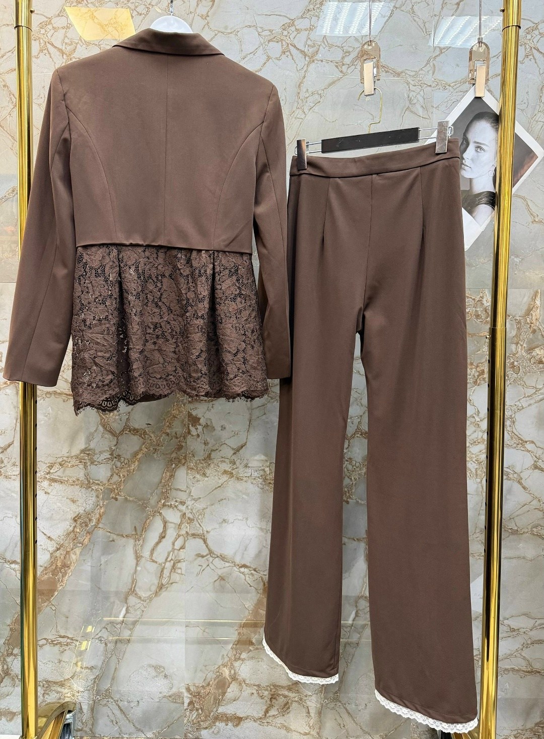 костюм брючный,женский брючный классический костюм,женский элегантный брючный костюм y2k,женский дизайнерский костюм элегантный кружевной блейзер и брюки-клеш,костюм женский