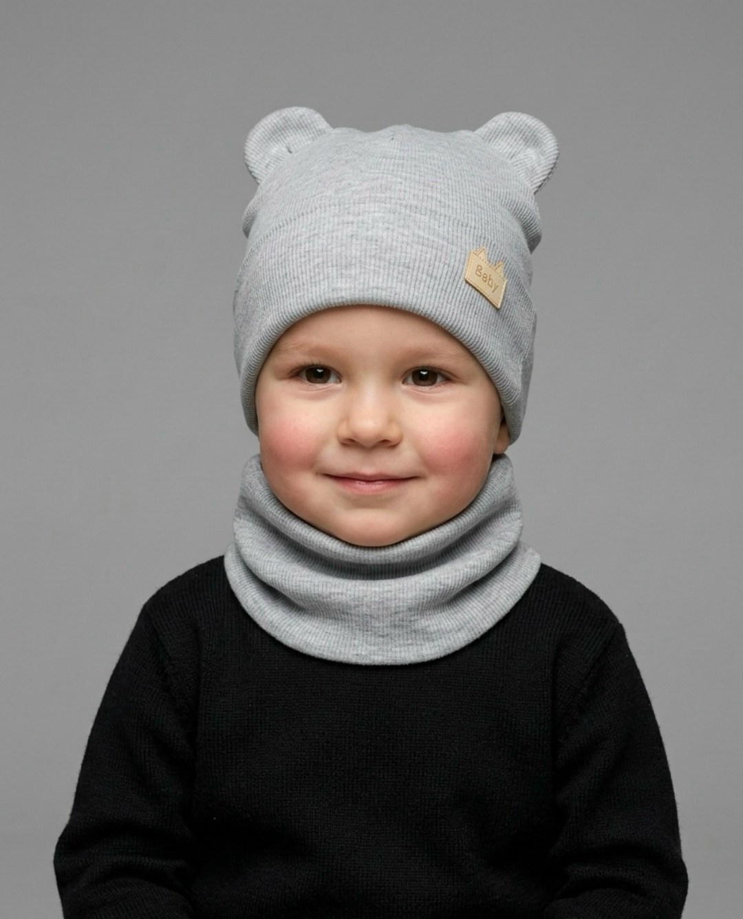 шапка с ушками трикотажная и снуд для детей,комплект шапка снуд,шапка снуд для мальчика,шапка и снуд,снуд для мальчика