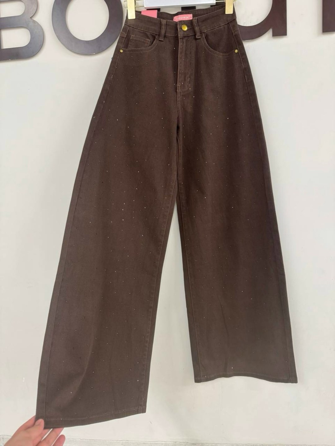 джинсы женские,джинсы брюки,джинсы широкого кроя со стразами, коричневый,джинсы бежевые,коричневые джинсы