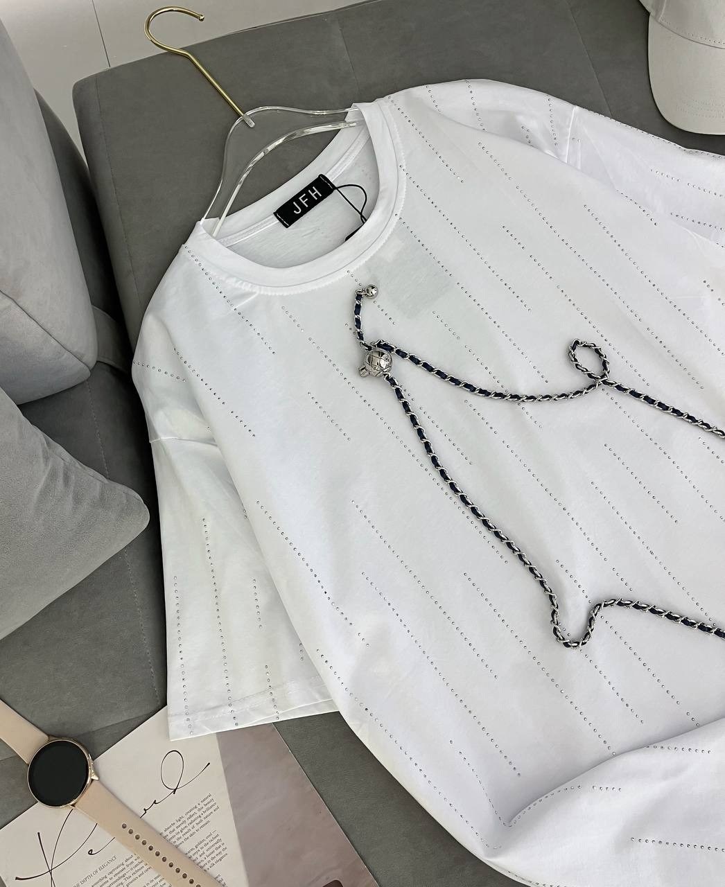 футболка со стразами оверсайз shein collection 223267776,женская футболка оверсайз со стразами,женская футболка,женская футболка оверсайз,футболка базовая со стразами оверсайз odmir 302929248