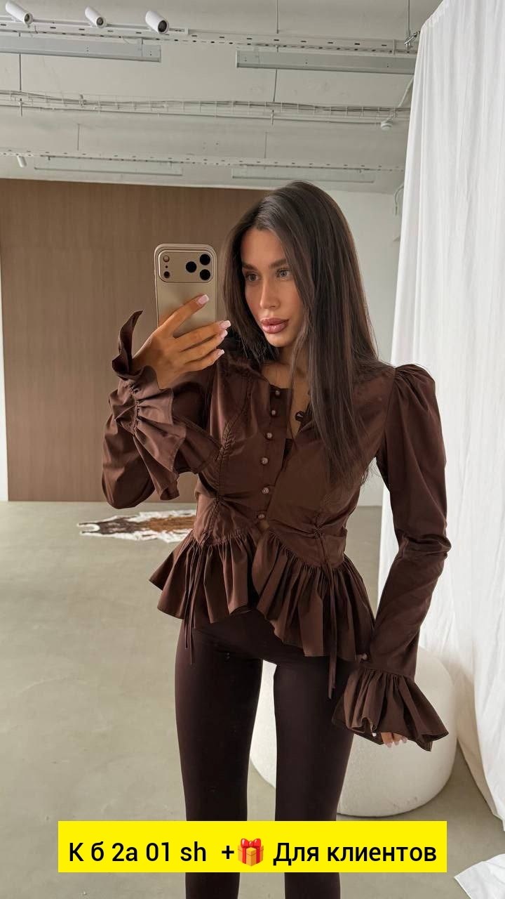 блузка с оборками,женская рубашка,женская рубашка с объемными рукавами,женская блузка,рубашка блузка