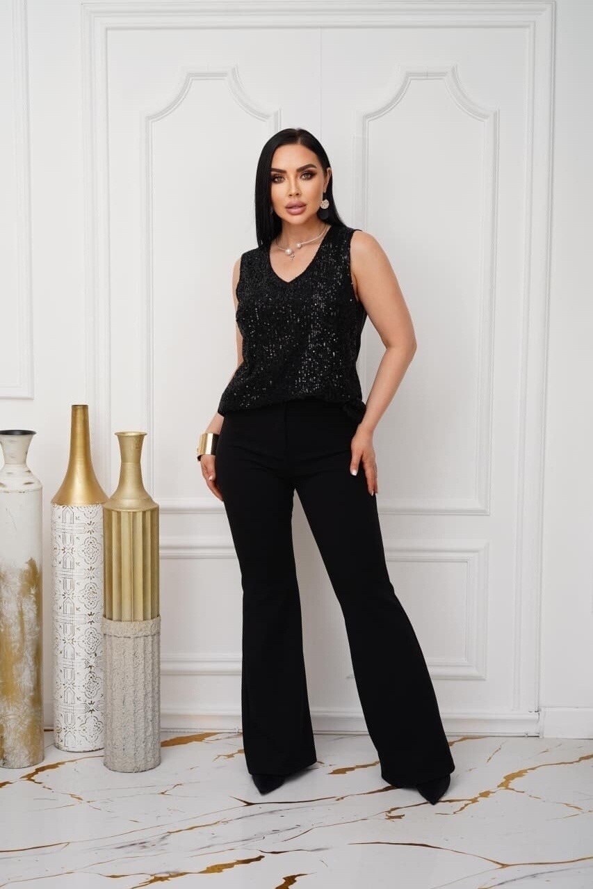 claudie pierlot топ с пайетками черный,топ с пайетками и блестящим эффектом vera mont,женские майки с пайетками,топ женский с пайетками,майка с пайетками