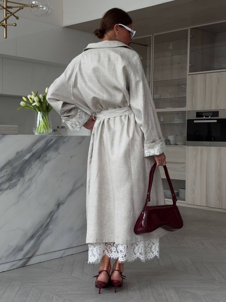 льняной халат,халат женский,халат из умягченного льна серого цвета essential размер m,халат для дома,халат льняной женский