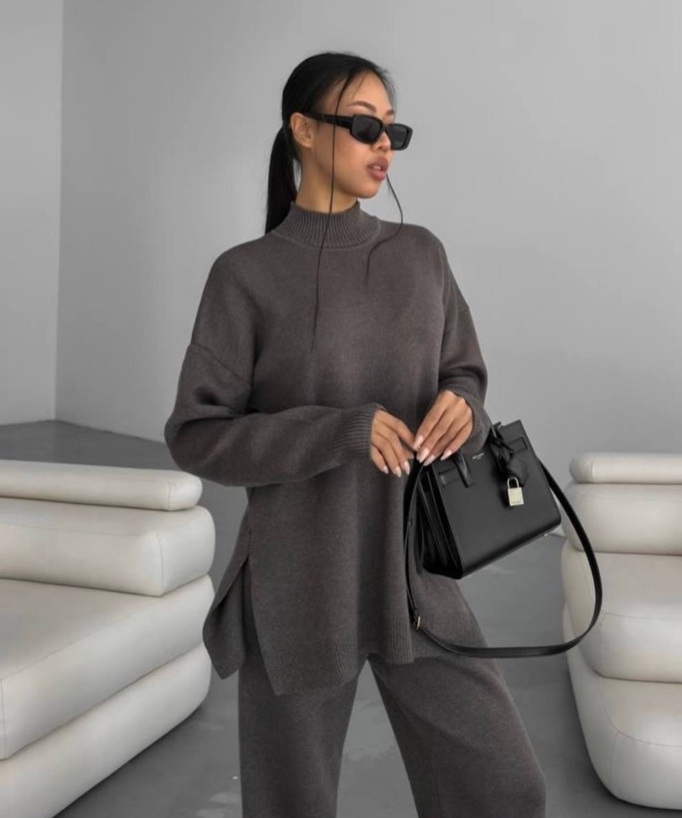 костюм вязаный трикотажный теплый с брюками eva coosh,костюм женский теплый трикотажный,костюм вязаный трикотажный теплый с брюками eva coosh 244367615,трикотажный костюм с брюками,костюм вязаный трик