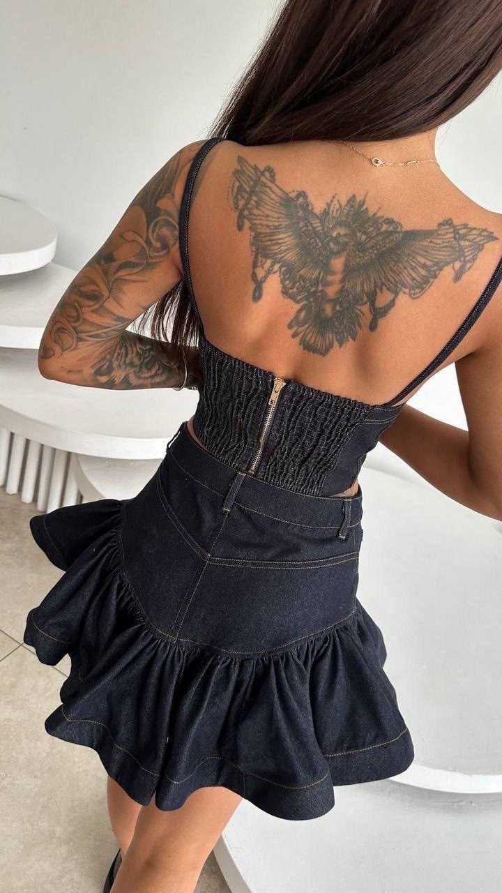 джинсовая юбка,юбка с оборками,костюм с юбкой,юбка,юбка джинсовая мини