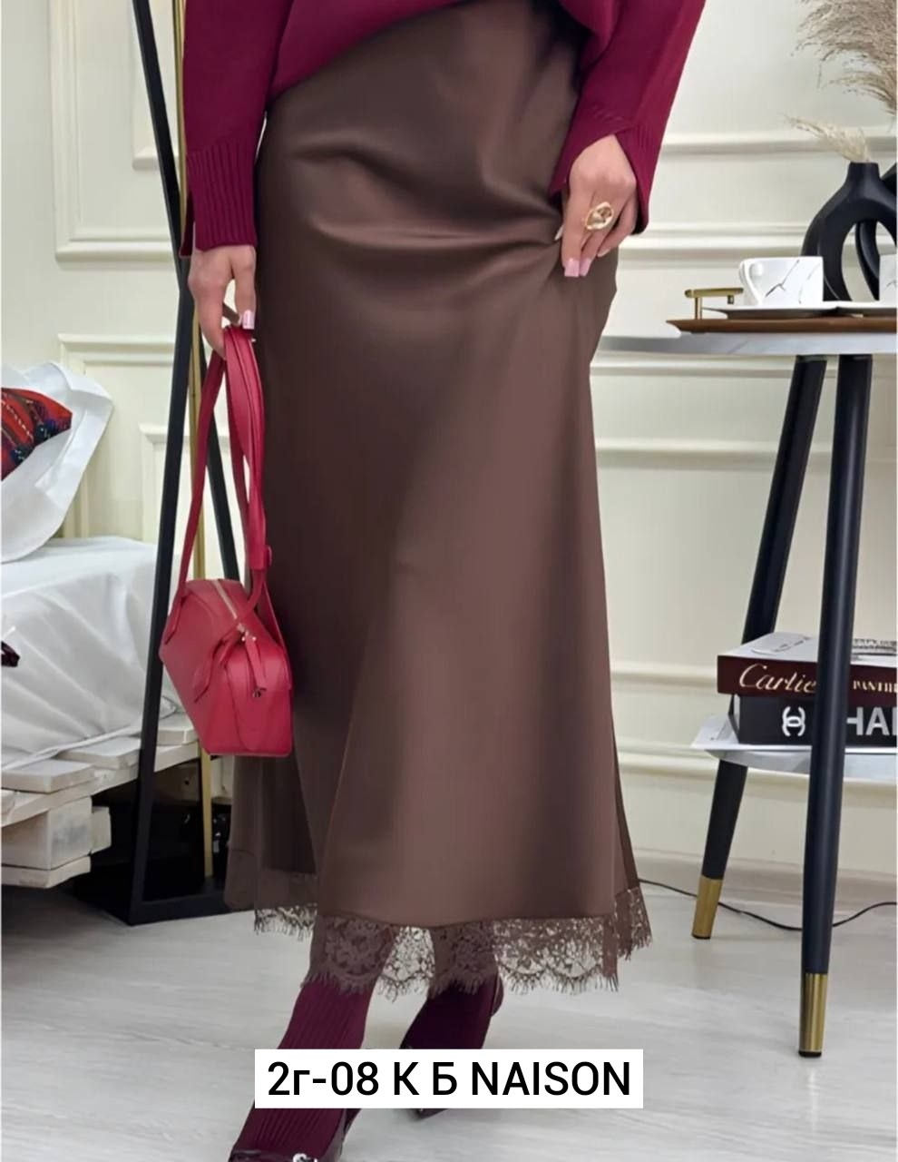 юбка,юбки женские,юбка с кружевом,юбка миди,атласная юбка с кружевом