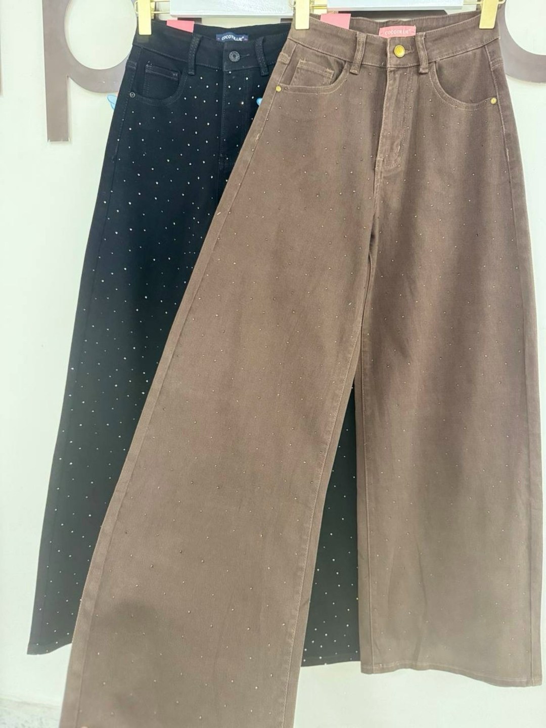 джинсы женские,джинсы брюки,джинсы широкого кроя со стразами, коричневый,джинсы бежевые,коричневые джинсы