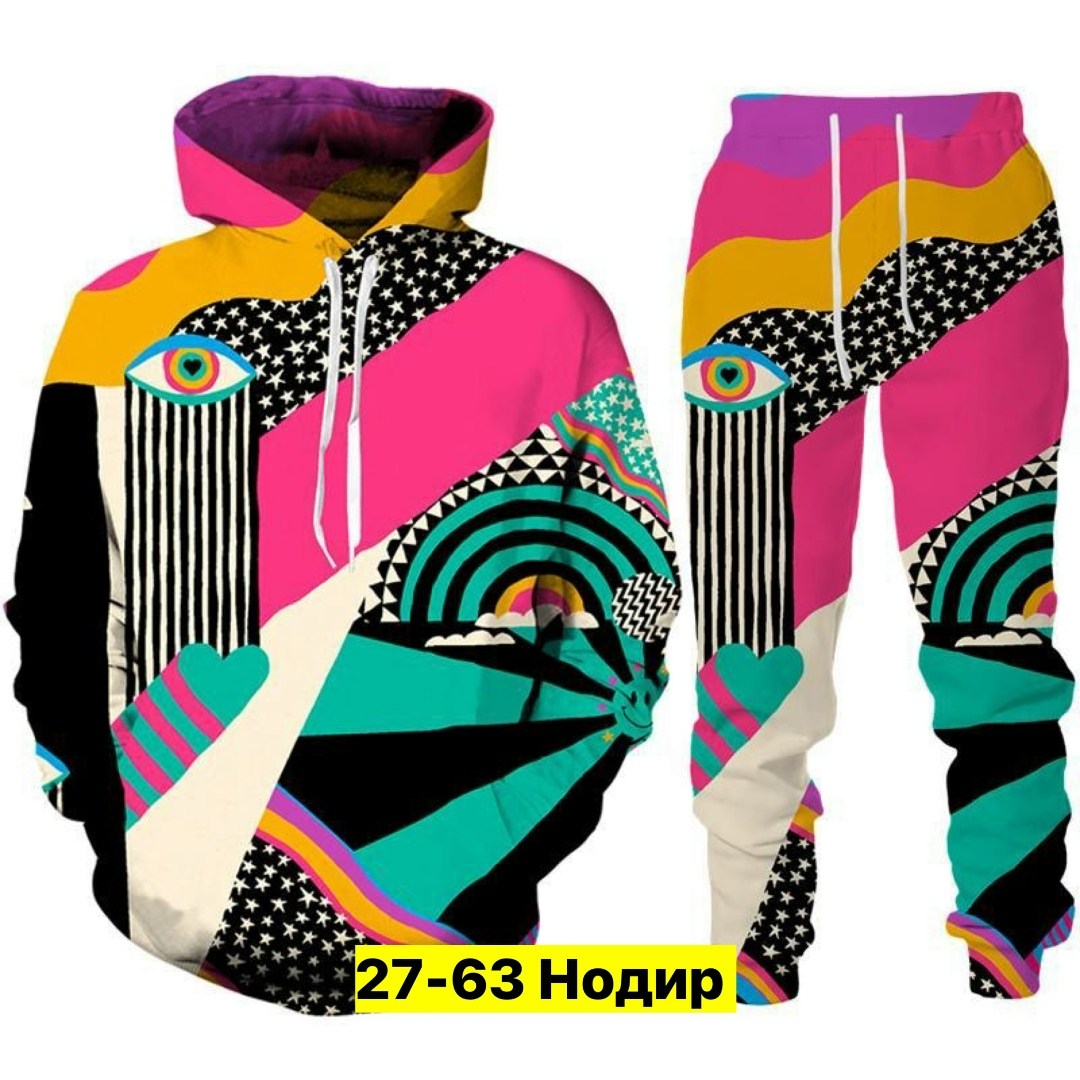 мужской костюм с худи с абстрактным 3d-принтом лица,костюм с принтом,костюм спортивный мужской с абстрактным 3d-принтом,костюм с худи,спортивный костюм одежда