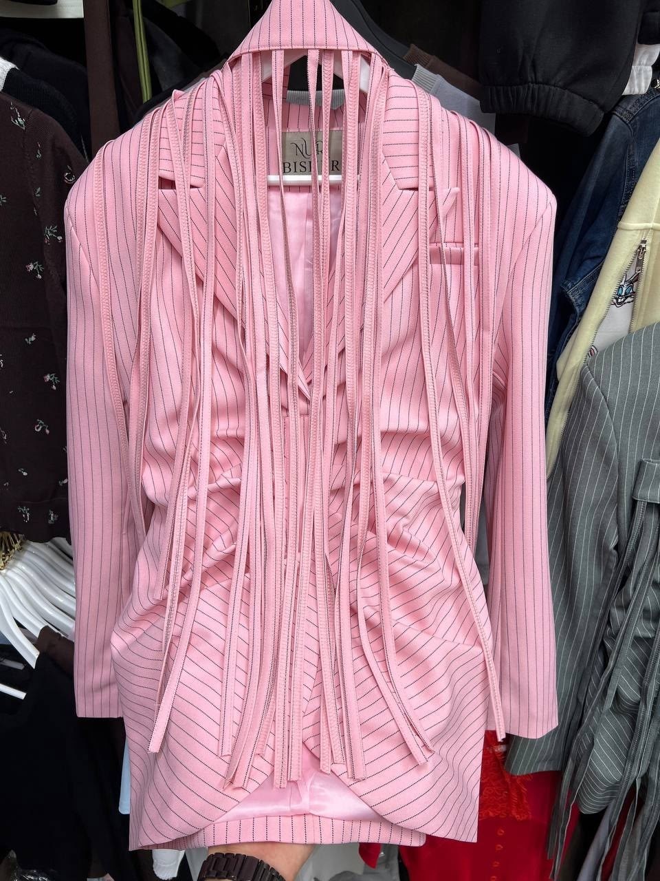 the attico однобортный блейзер в тонкую полоску розовый,женские пиджаки,жакет женские,пиджак,жакет