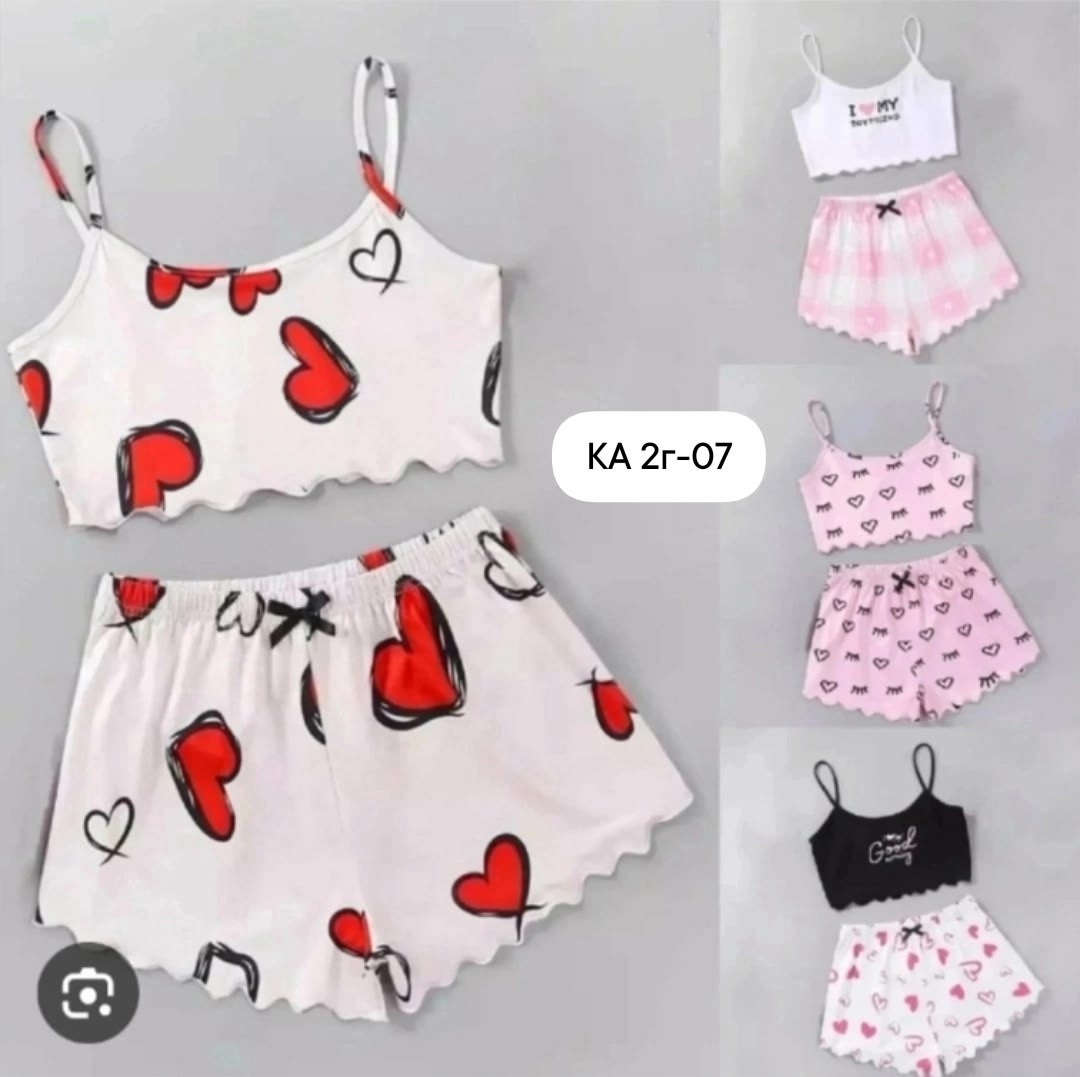 пижама женская с шортами с сердечками,пижама женская,домашняя одежда пижама,пижама женская топ и шорты арт. 1382227,женская пижама комплект