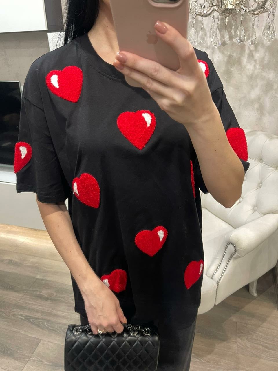 футболки женская оверсайз,женская футболка,футболка оверсайз с сердцами,футболки женские модные,футболка оверсайз с сердечками
