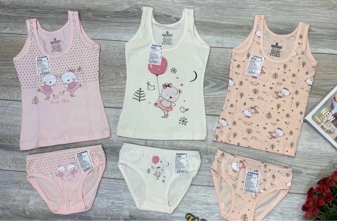 турецкое детское нижнее белье,комплекты нижнего белья для девочек,комплект baykar golden fish для девочки розовый,детское нижнее белье,комплект baykar golden fish для девочки