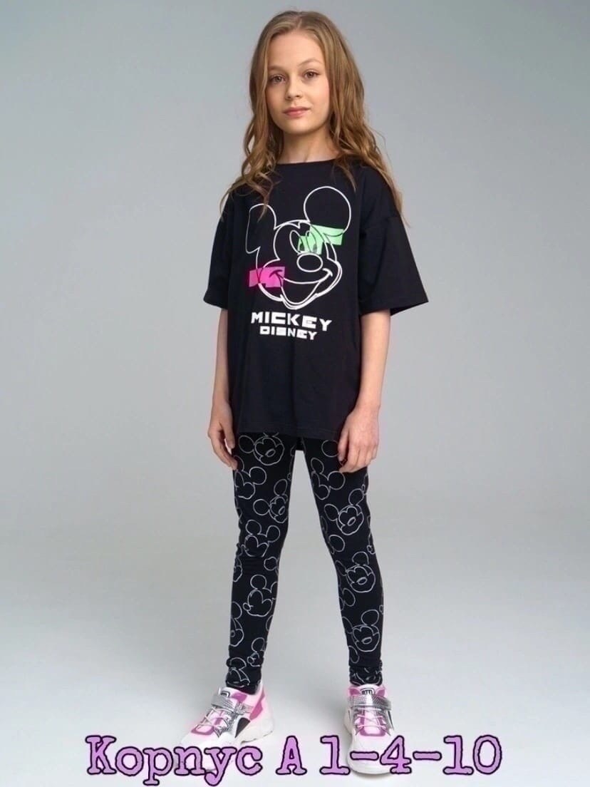 легинсы для девочки playtoday,легинсы для девочек,леггинсы для девочек,лонгслив, леггинсы с принтом looney tunes,брюки трикотажные для девочки