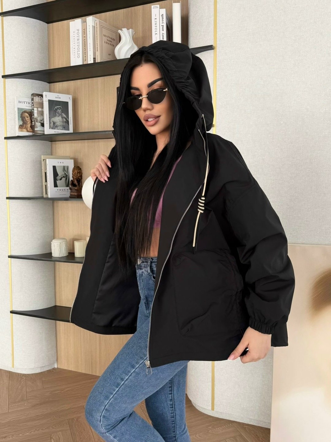 куртка женская,ветровка женская,бомбер утепленный с капюшоном оверсайз sondi,куртка бомбер,куртка женская демисезонная