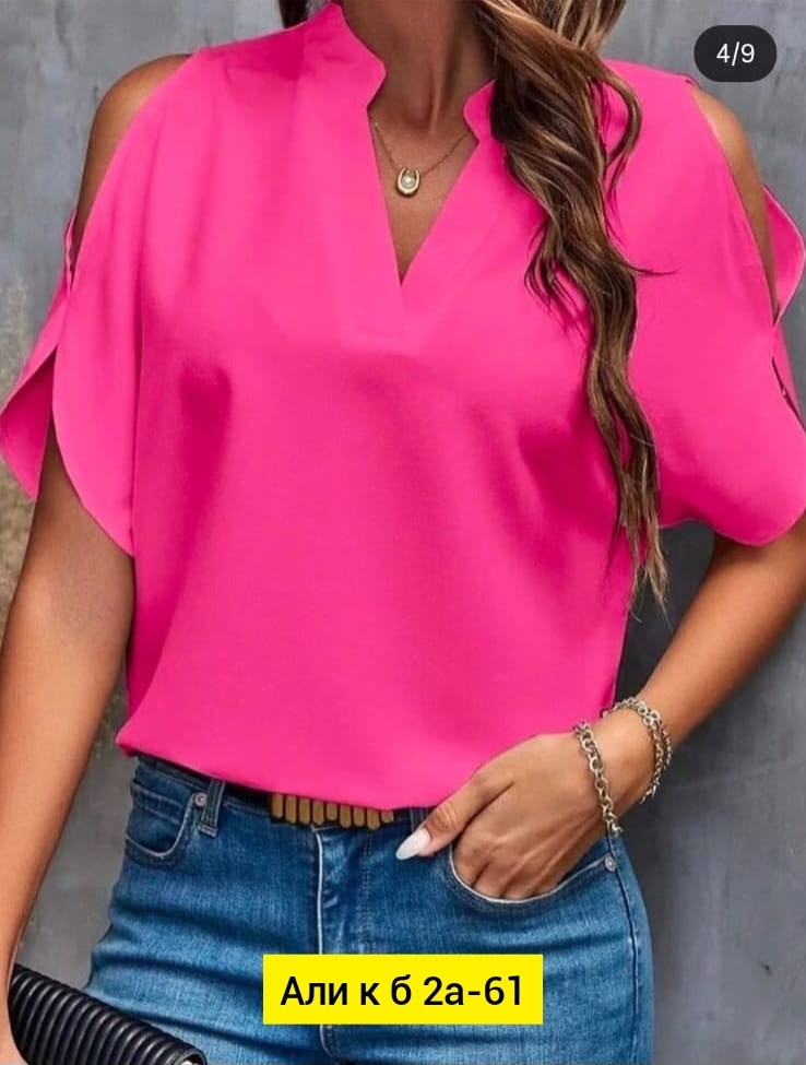 однотонная блузка с вырезом,женская блузка,блузка модная, блузки,блузы