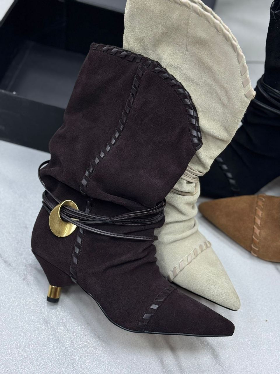 ,женские сапоги,сапоги балли,сапоги замшевые, женская