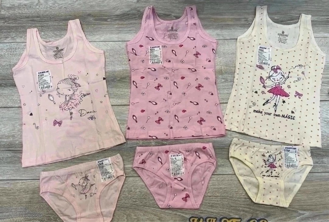 турецкое детское нижнее белье,комплекты нижнего белья для девочек,комплект baykar golden fish для девочки розовый,детское нижнее белье,комплект baykar golden fish для девочки