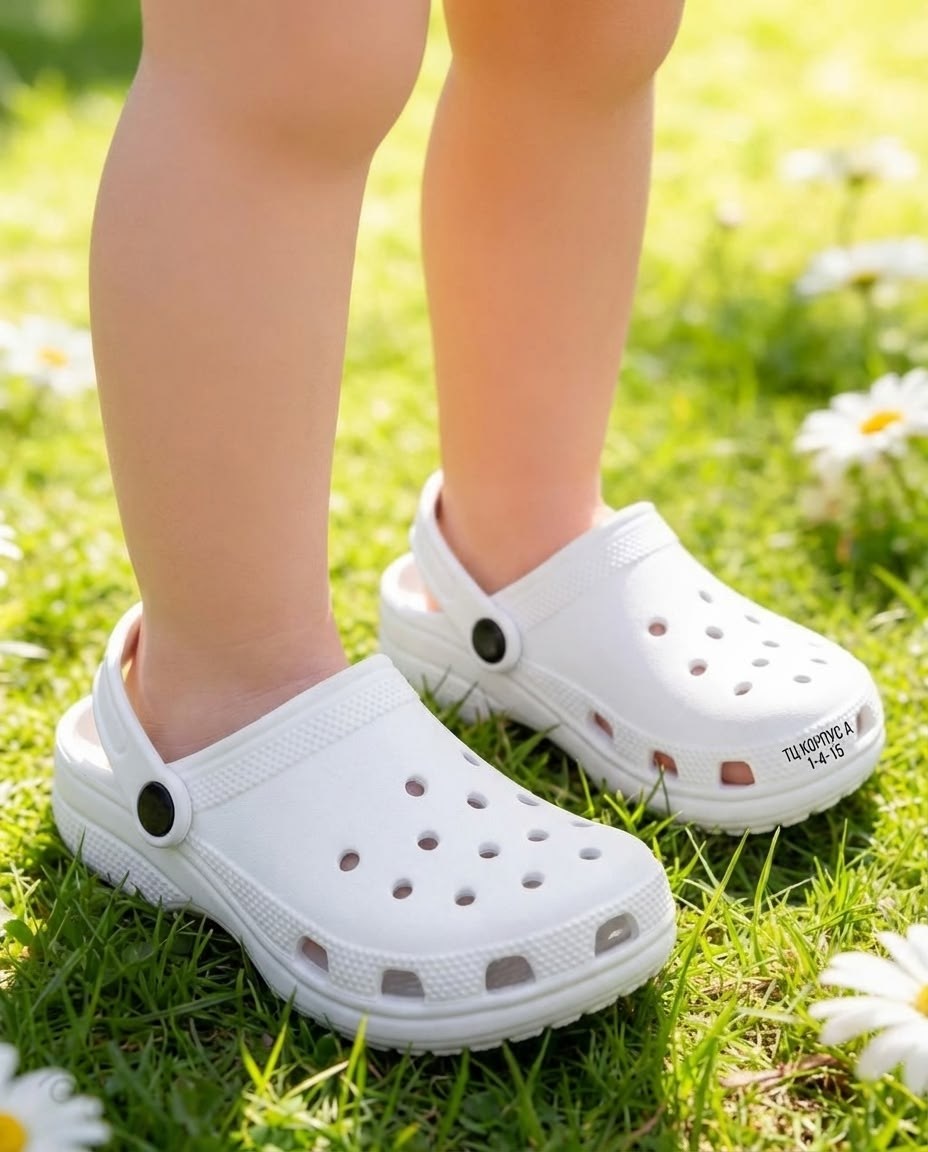 , летняя,белые кроксы,сабо с перфорацией,летние тапочки