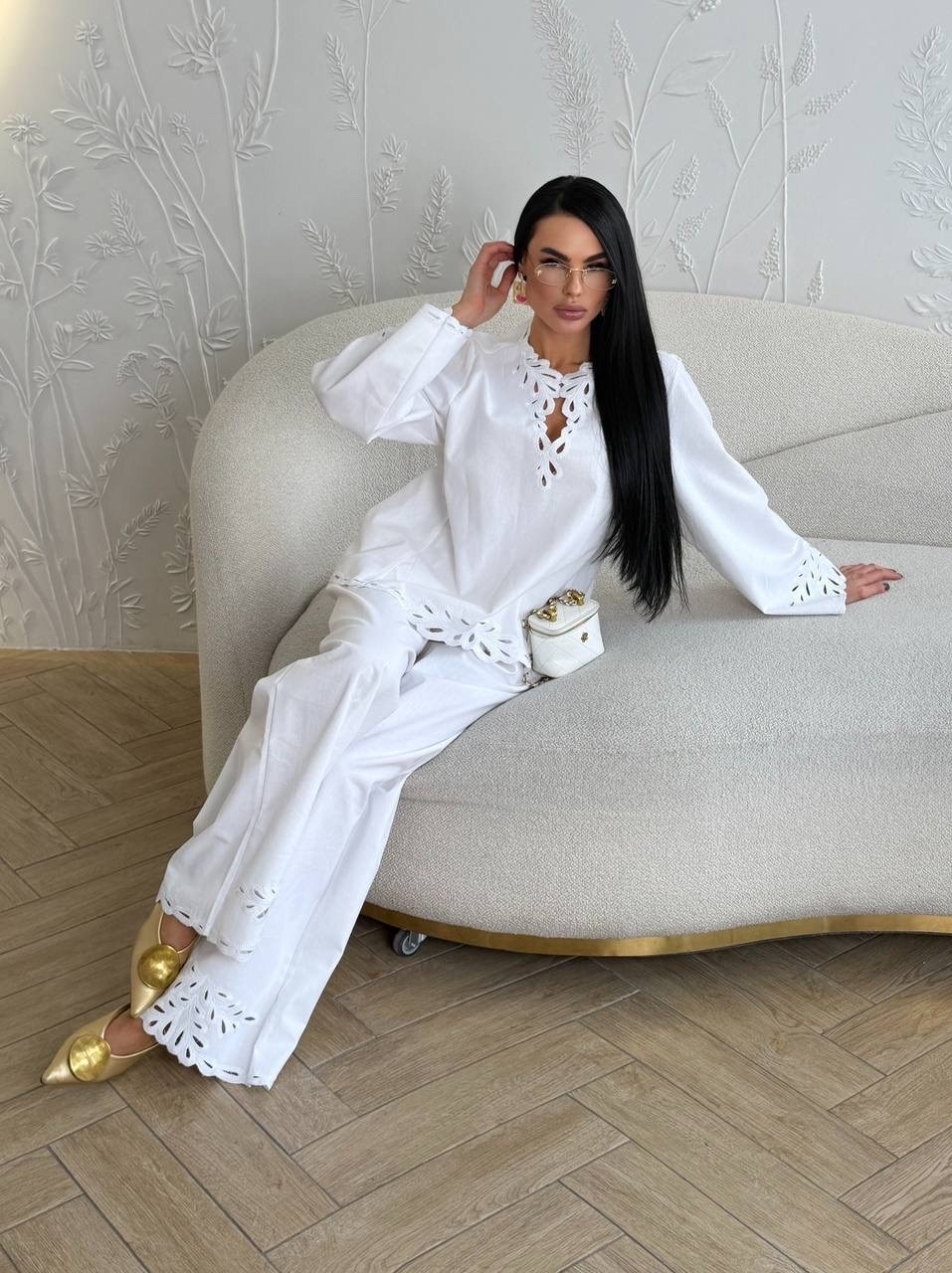 льняные костюмы,костюм белый,женские костюмы,женский модельный брючный костюм aeleseen,брючный комплект