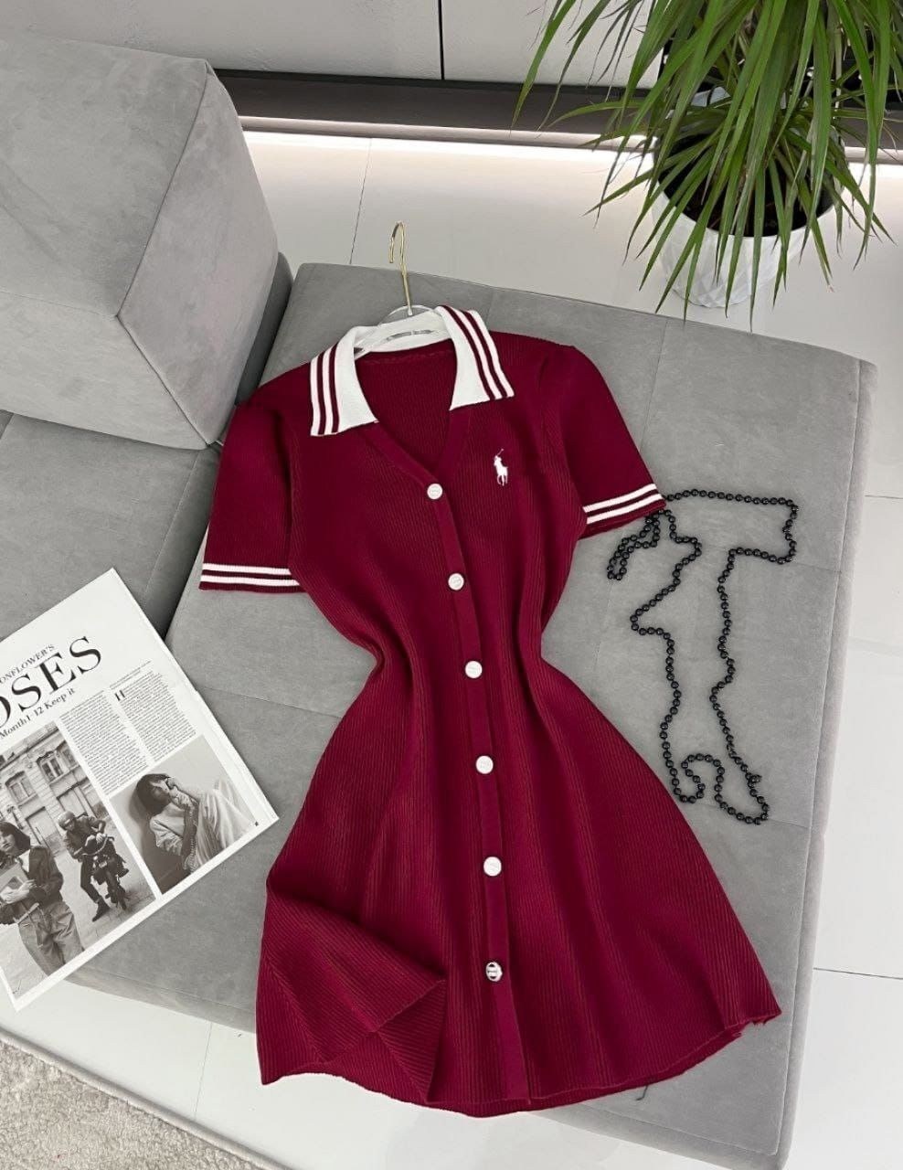 стильное платье,платье трикотажная,платье с пуговицами,платье поло,женская платье