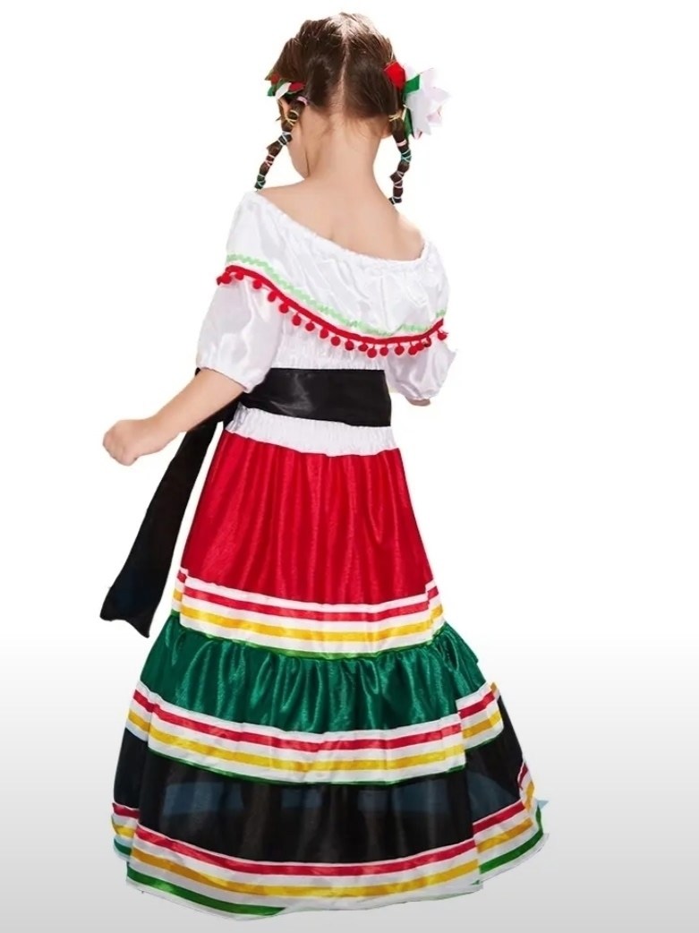 костюм мексиканский народный,мексиканское платье для девочек,костюм мексиканской сеньориты для девочек,костюм мексиканки для девочки,традиционное народное мексиканское платье стираки