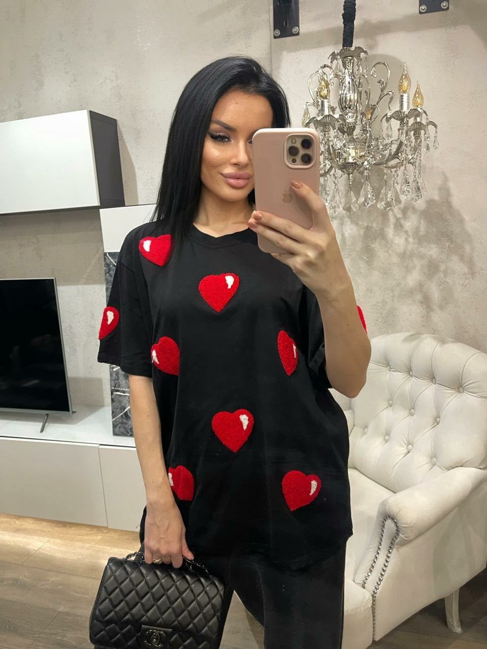 футболки женская оверсайз,женская футболка,футболка оверсайз с сердцами,футболки женские модные,футболка оверсайз с сердечками