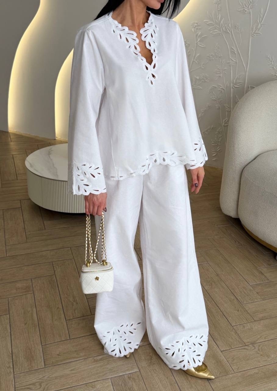 льняные костюмы,костюм белый,женские костюмы,женский модельный брючный костюм aeleseen,брючный комплект