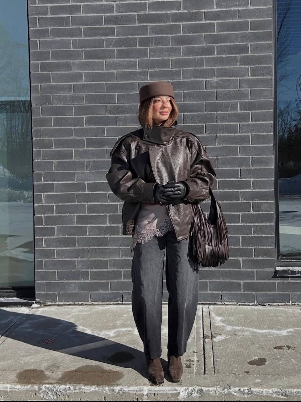 кожаная куртка,куртка оверсайз,модный стиль,дубленка оверсайз