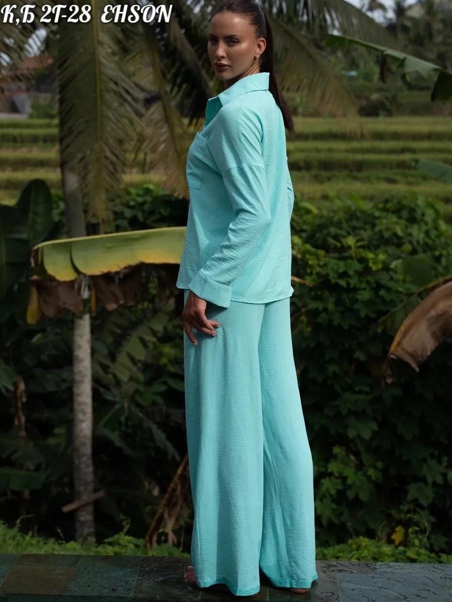 костюм с рубашкой и брюками из мягчайшей ткани,костюм женский,женский летний костюм,брючный костюм женский летний,костюм брючный летний двойка