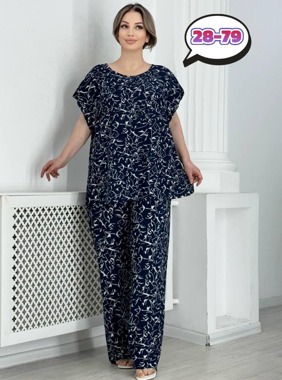 костюм домашний,летние костюмы женские,костюм с брюками,женские костюмы больших размеров,костюм с широкими брюками