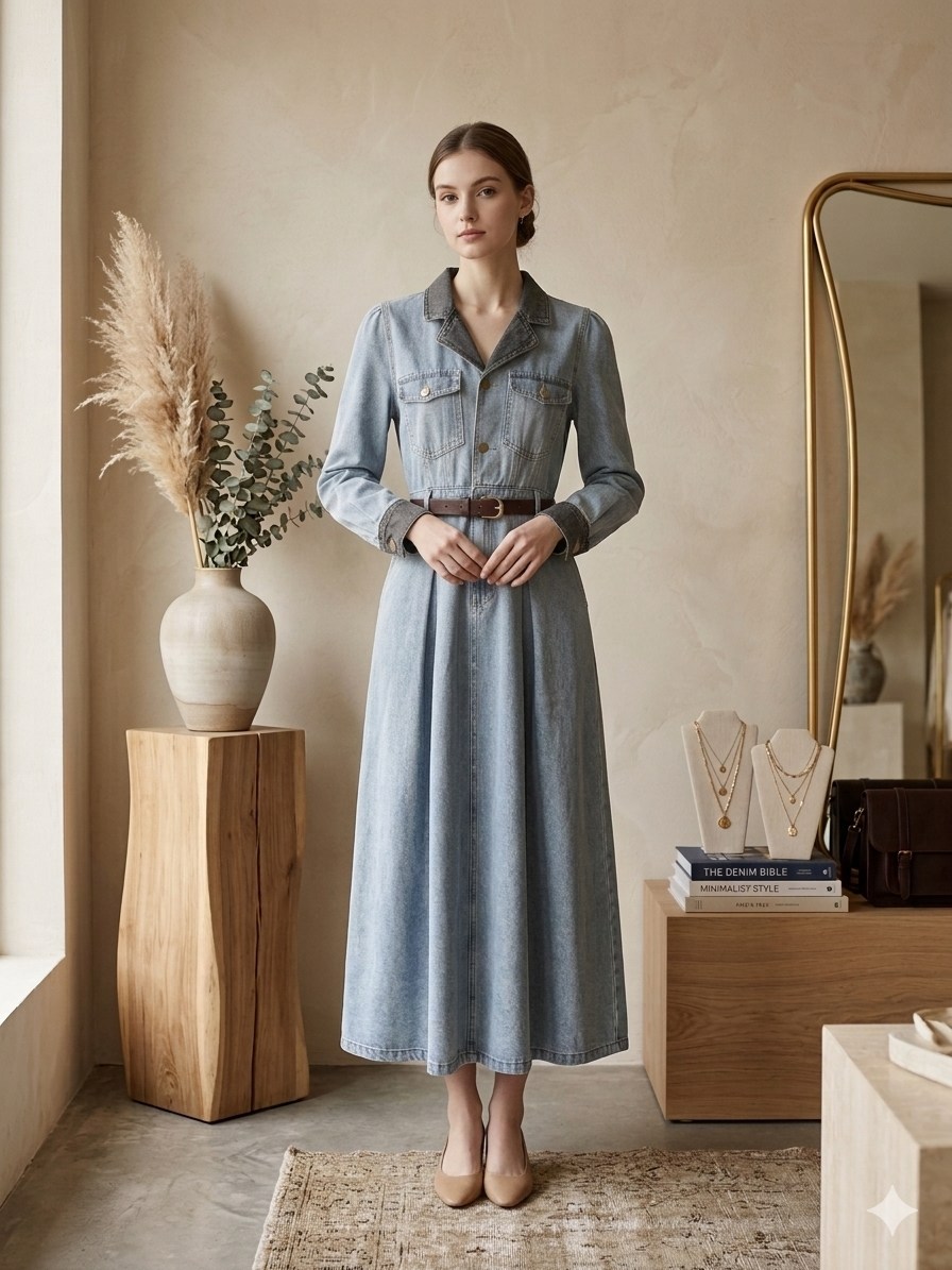 джинсовое платье,длинное джинсовое платье,женское джинсовое платье,джинсовое платье 2025,джинсовое платье миди