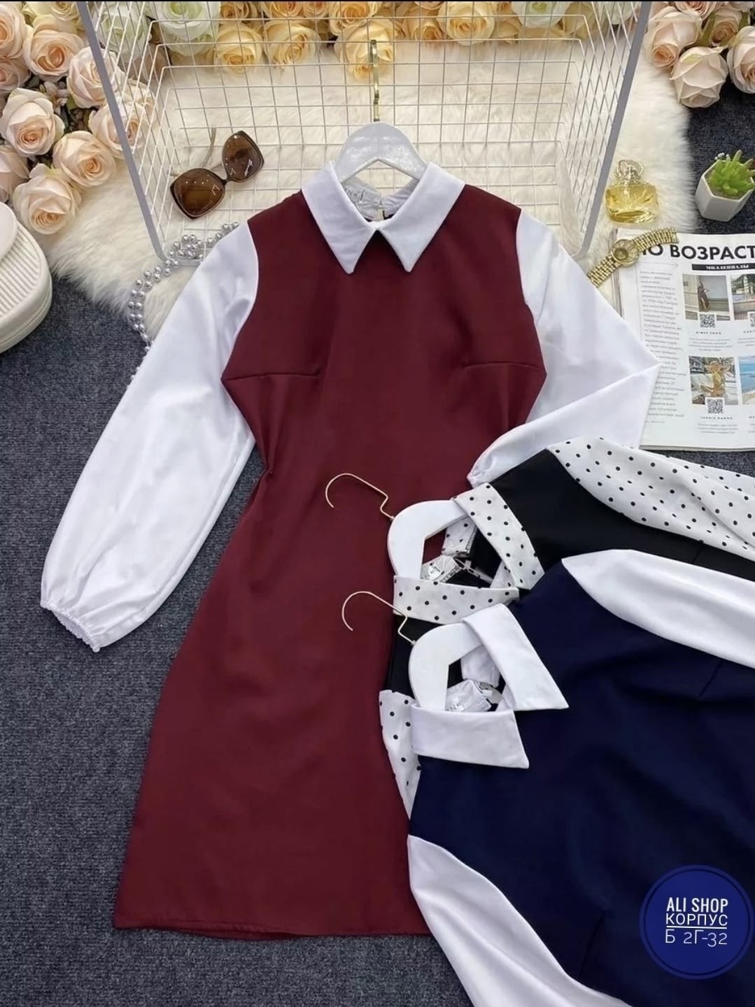 стильное платье с воротником,платье с воротником,платье идеальное,платье с рубашкой,платье женская