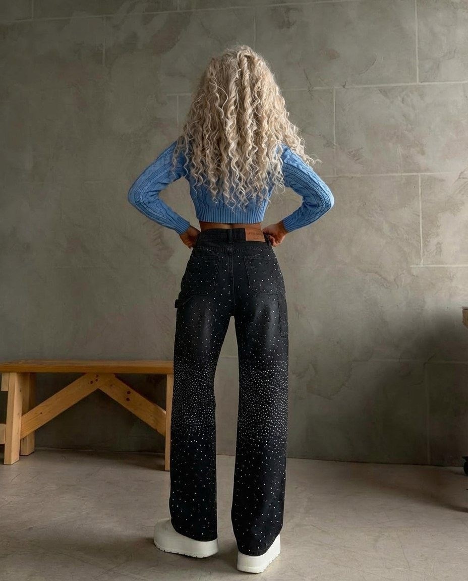 джинсы широкие с высокой посадкой dh fashion цвет синий,джинсы широкие,джинсы широкие с высокой посадкой dh fashion,женские джинсы,широкие женские джинсы