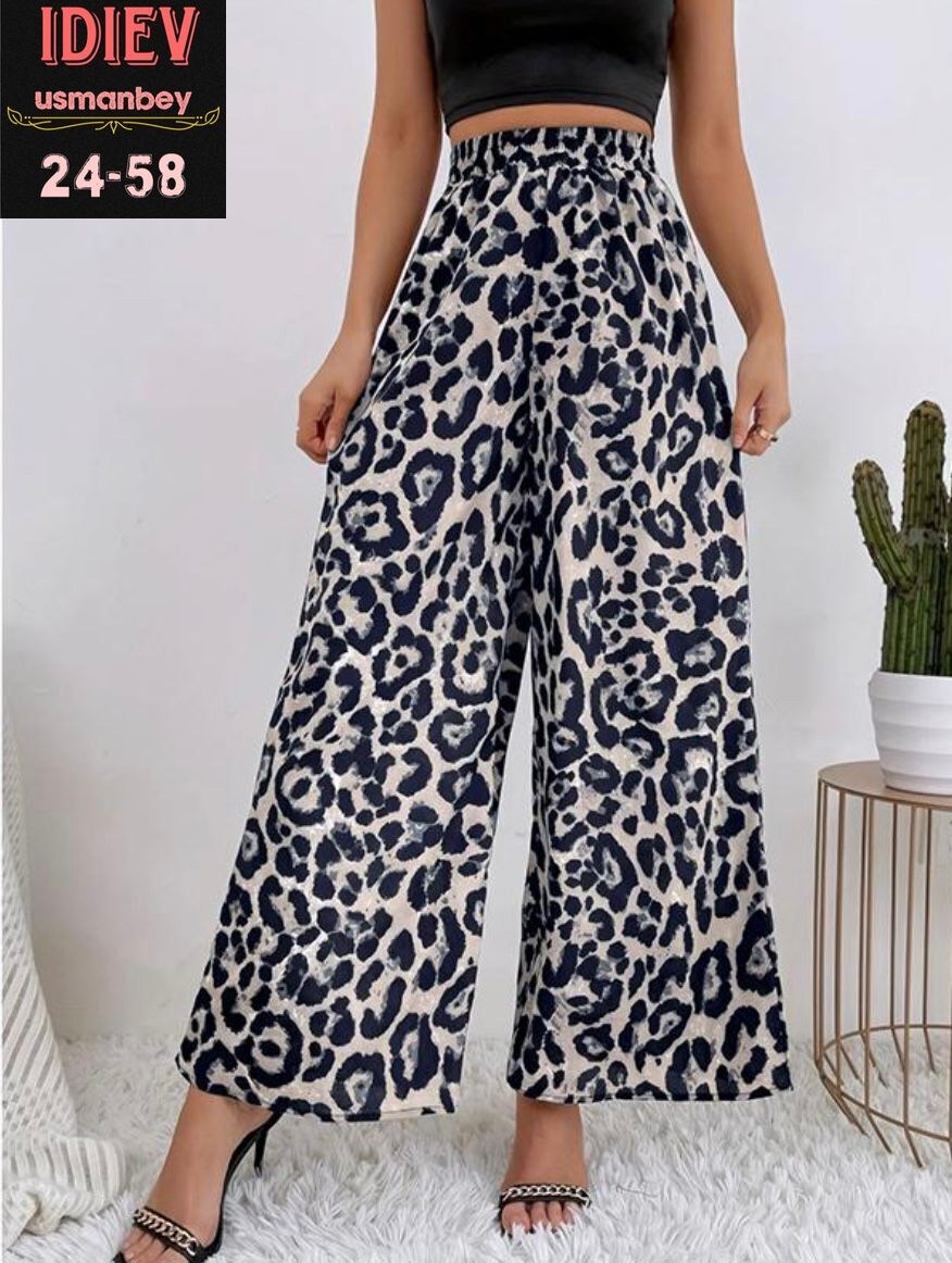 женские широкие брюки клеш леопардовые,брюки с широкими штанинами с леопардовым принтом,брюки с широкими штанинами с леопардовым принтом shein,shein vcay брюки с широкими штанинами с леопардовым принт