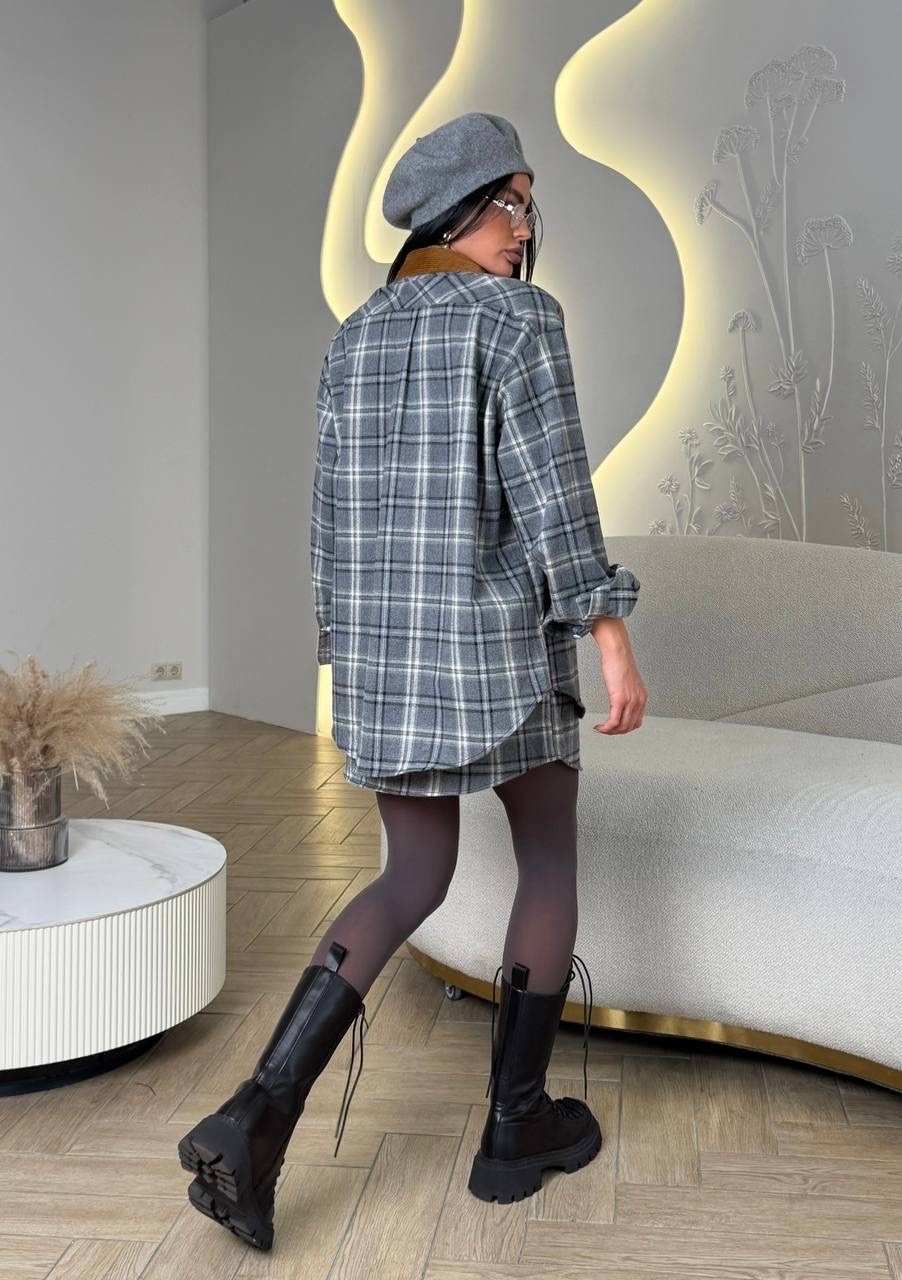 костюм в клетку,костюм с юбкой и рубашкой,костюм с юбкой в клетку,женский костюм с юбкой,костюм в клетку женский