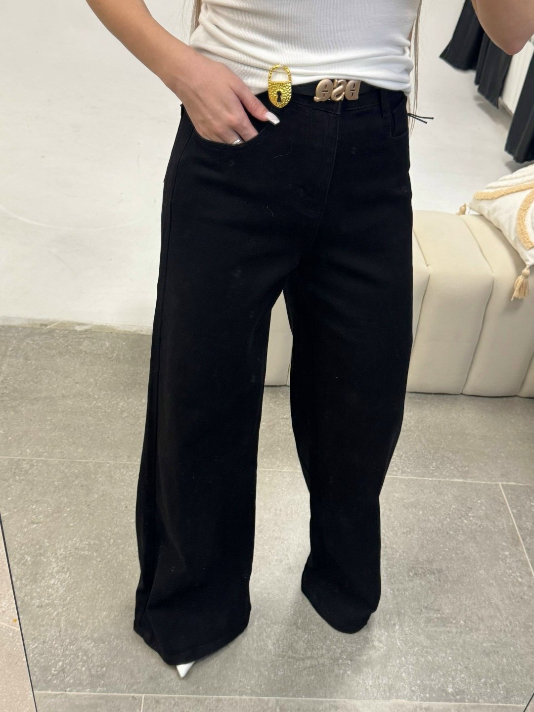 джинсы черные широкие,джинсы широкие,джинсы женские,джинсы палаццо с высокой посадкой черные,черные джинсы клеш