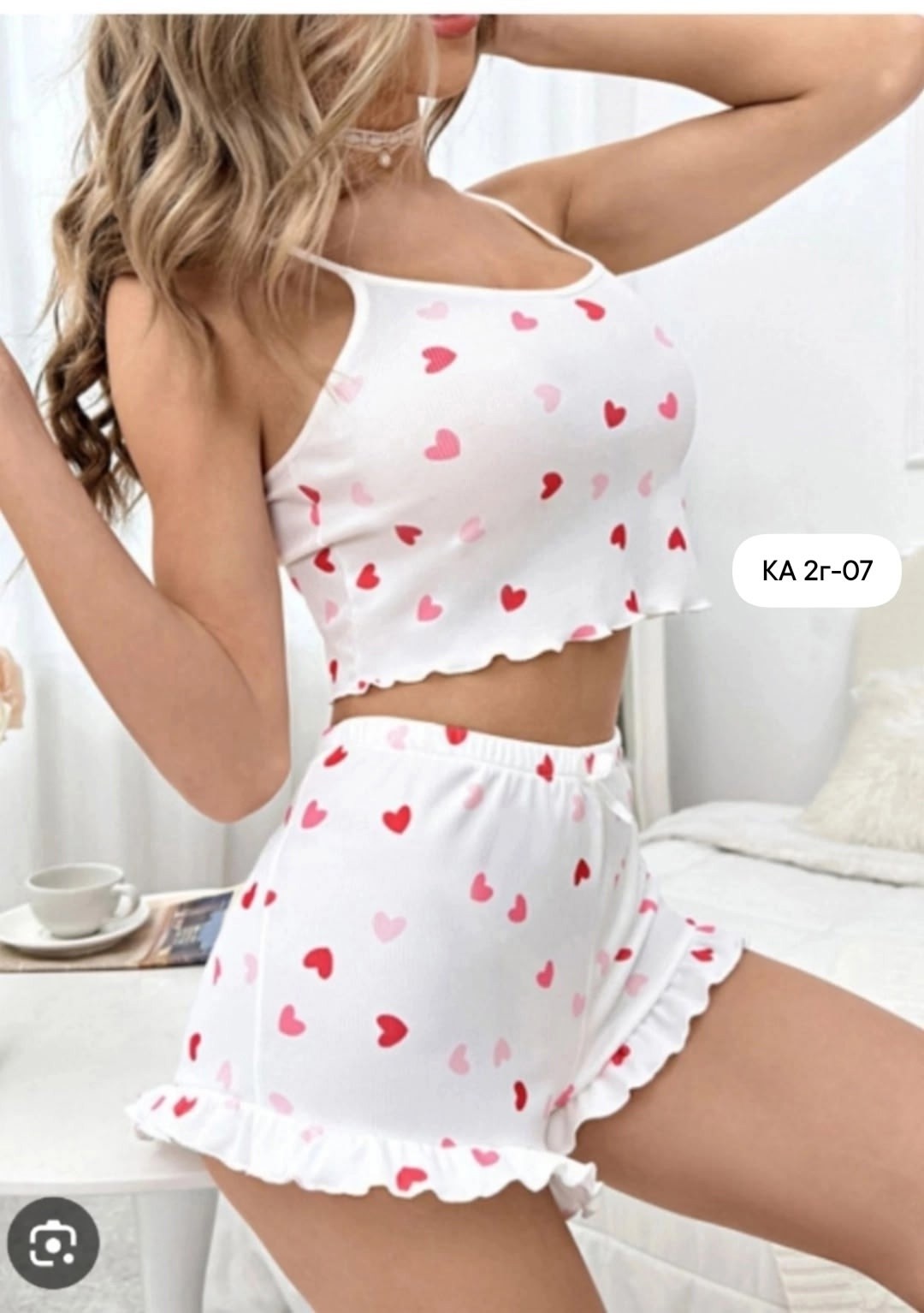 пижама женская с шортами с сердечками,пижама женская,домашняя одежда пижама,пижама женская топ и шорты арт. 1382227,женская пижама комплект
