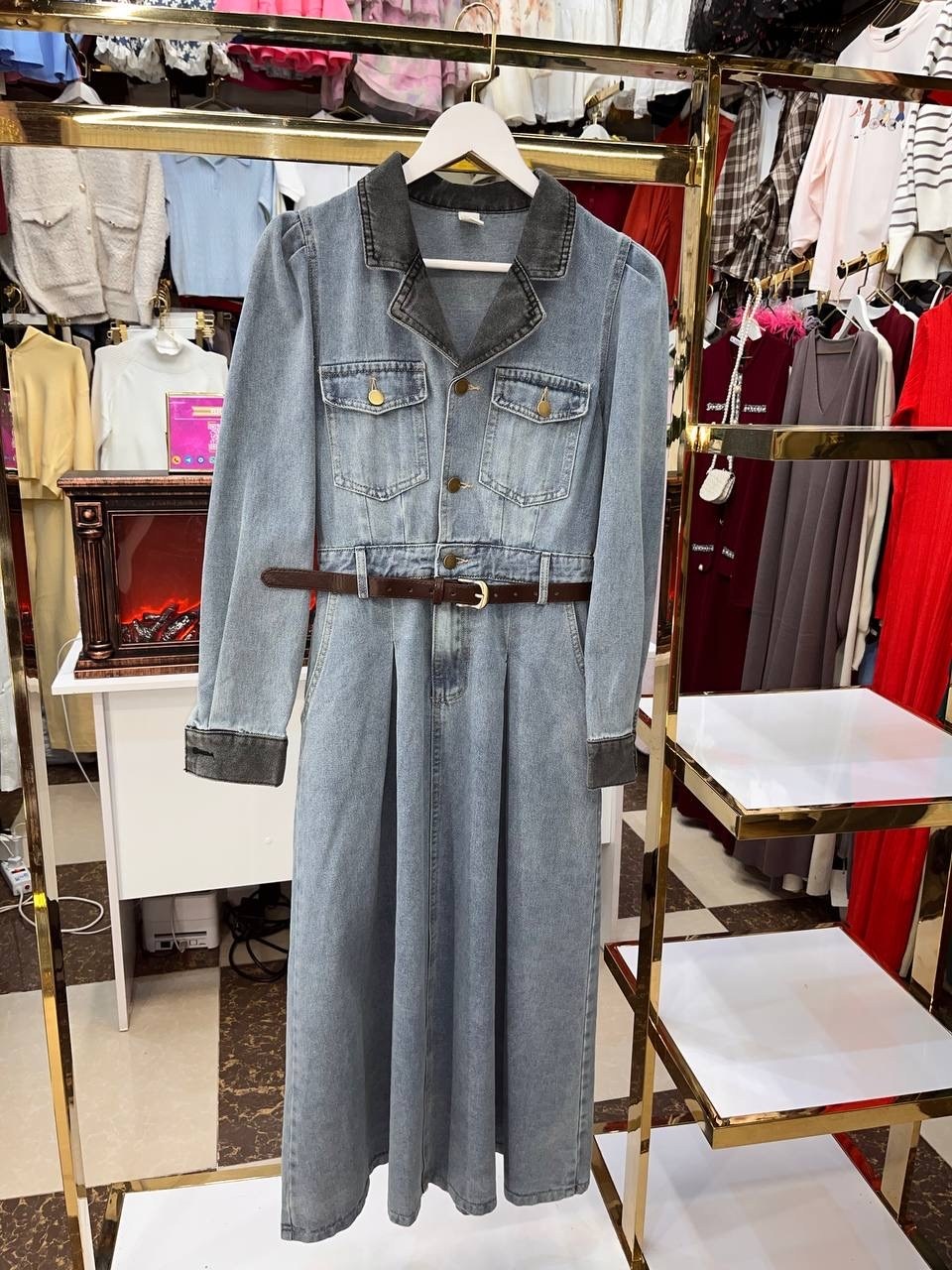 джинсовое платье,длинное джинсовое платье,женское джинсовое платье,джинсовое платье 2025,джинсовое платье миди