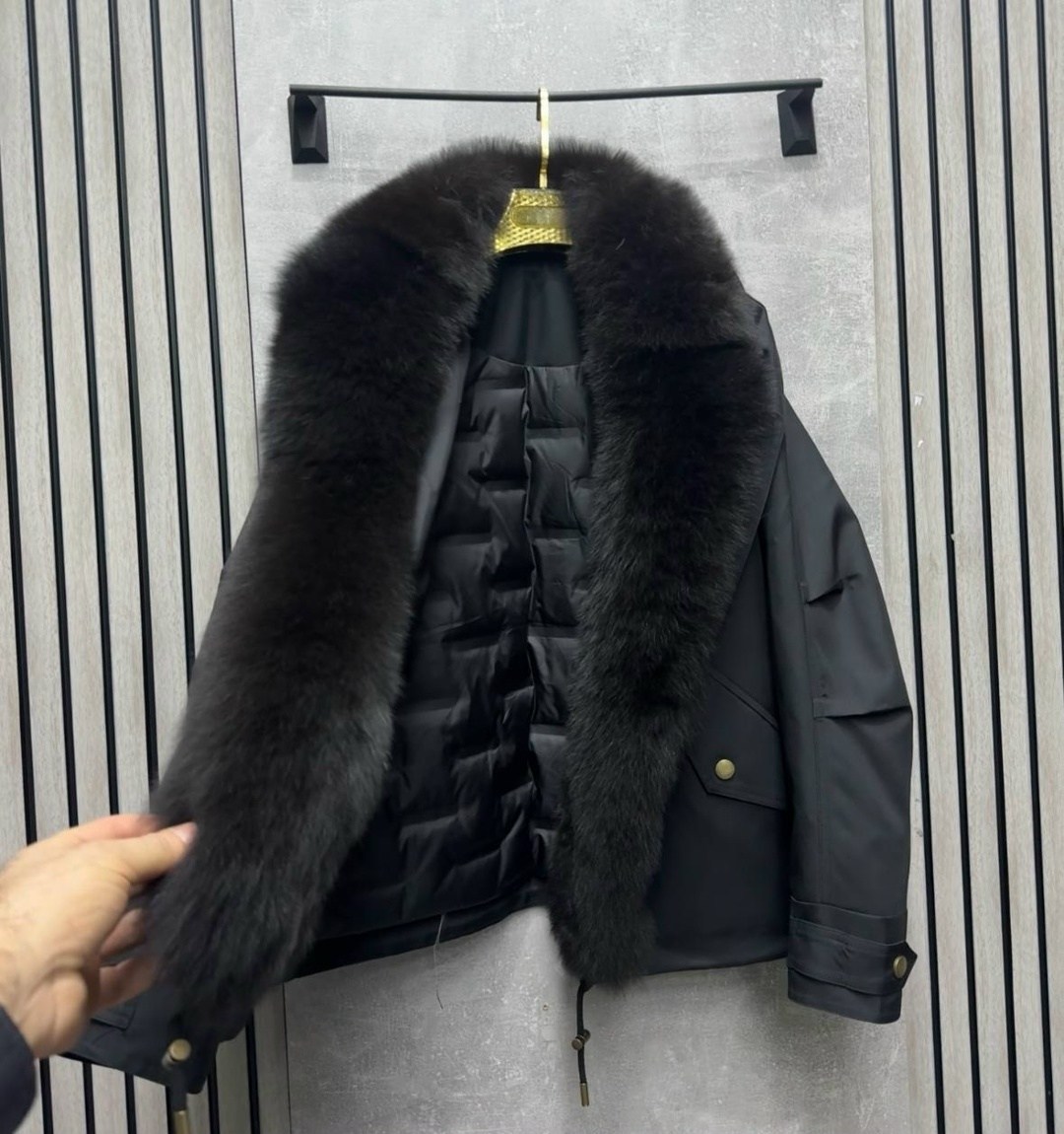 куртка - пуховик с мехом песца city furs,куртка коричневая,кожаная куртка с мехом,кожаная куртка с мехом песца,парка мехом