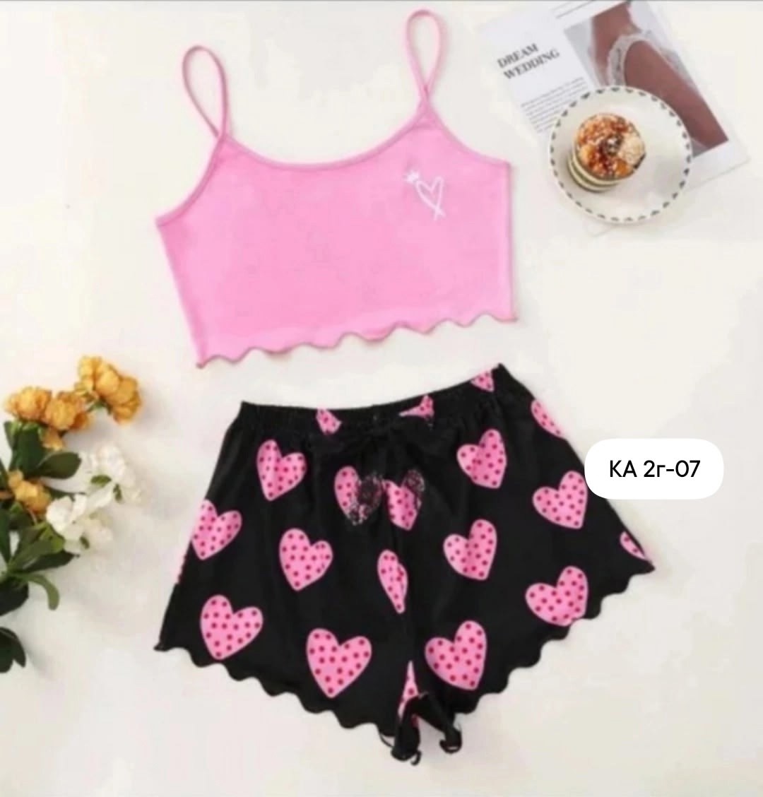 пижама женская с шортами с сердечками,пижама женская,домашняя одежда пижама,пижама женская топ и шорты арт. 1382227,женская пижама комплект