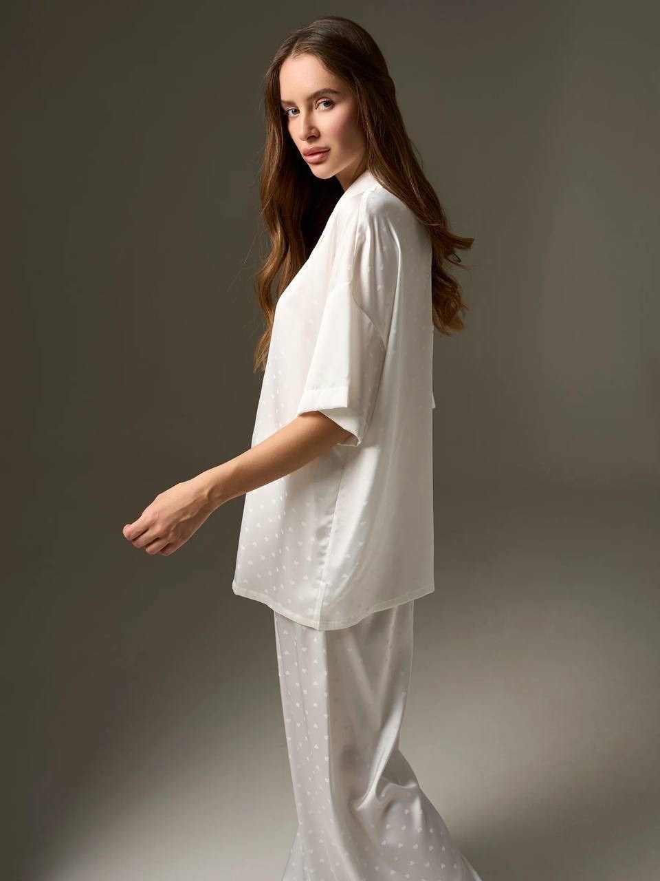 пижама с широкими штанами,пижама с широкими брюками,пижама для женщин с,костюм пижамный кимоно focoso,пижама с брюками палаццо