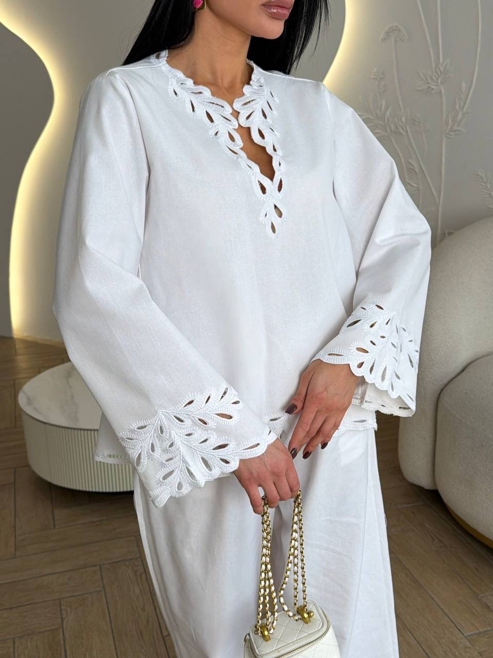 льняные костюмы,костюм белый,женские костюмы,женский модельный брючный костюм aeleseen,брючный комплект