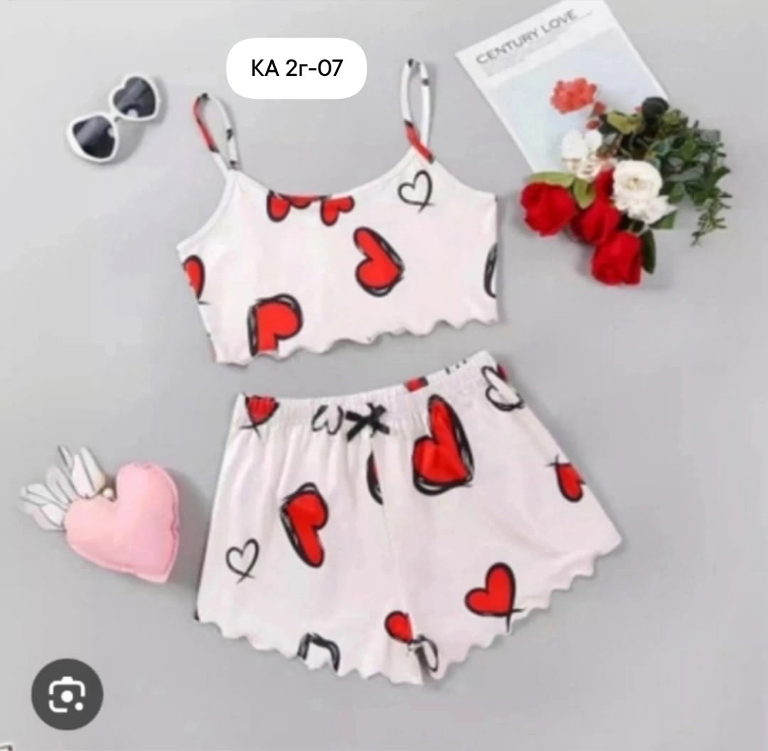 пижама женская с шортами с сердечками,пижама женская,домашняя одежда пижама,пижама женская топ и шорты арт. 1382227,женская пижама комплект