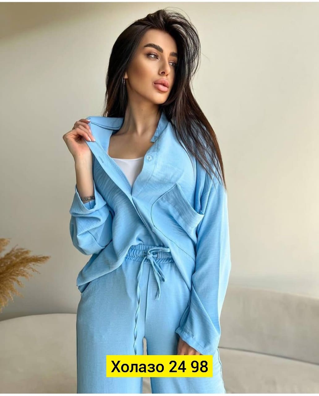 брючный костюм жатка,костюм с брюками палаццо,костюм брючный прогулочный,костюм женский,костюм двойка женский брючный