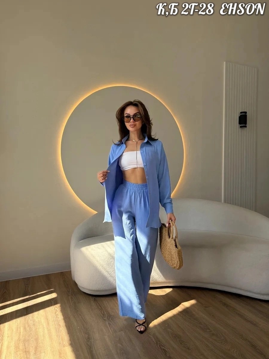 костюм с рубашкой и брюками из мягчайшей ткани,костюм женский,женский летний костюм,брючный костюм женский летний,костюм брючный летний двойка